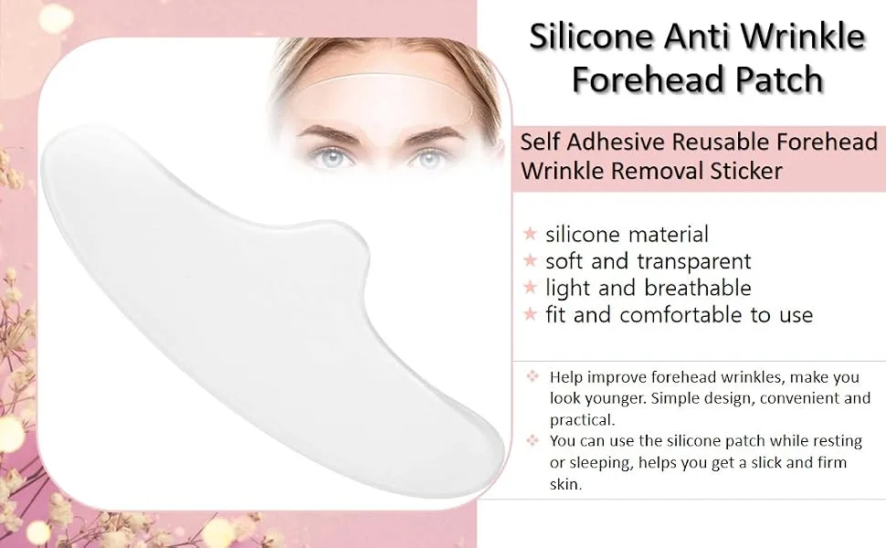 Socobeta Forehead Anti-Wrinkle Patch Reusable Silicone Anti-Wrinkle Forehead Patch Self-Adhesive Forehead Wrinkle Removal Sticker - Silicone Anti Wrinkle Forehead Patch Self Adhesive Reusable Forehead Wrinkle Removal Sticker