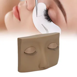 Vivid Half Face Makeup Head with 3 Pairs Removable Eyelids for Lash Extensions Practice Compact Lightweight Suitable for Display (Brown Sunflower) - product information 25
