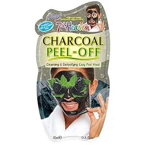 7th Heaven Charcoal Sheet Face Mask with Green Tea & Aloe Vera - Cleansing Detoxifing and Revitalising - Charcoal Peel Off