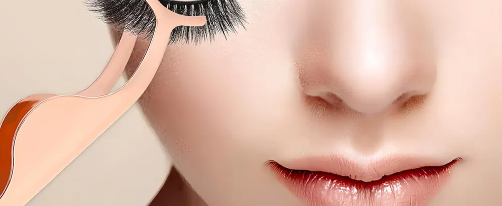 Eyelash Applicator Tool Stainless Steel Eyelashes Clip for Loading and Unloading False Eyelashes(Rose Gold) - Eyelash Applicator Tool