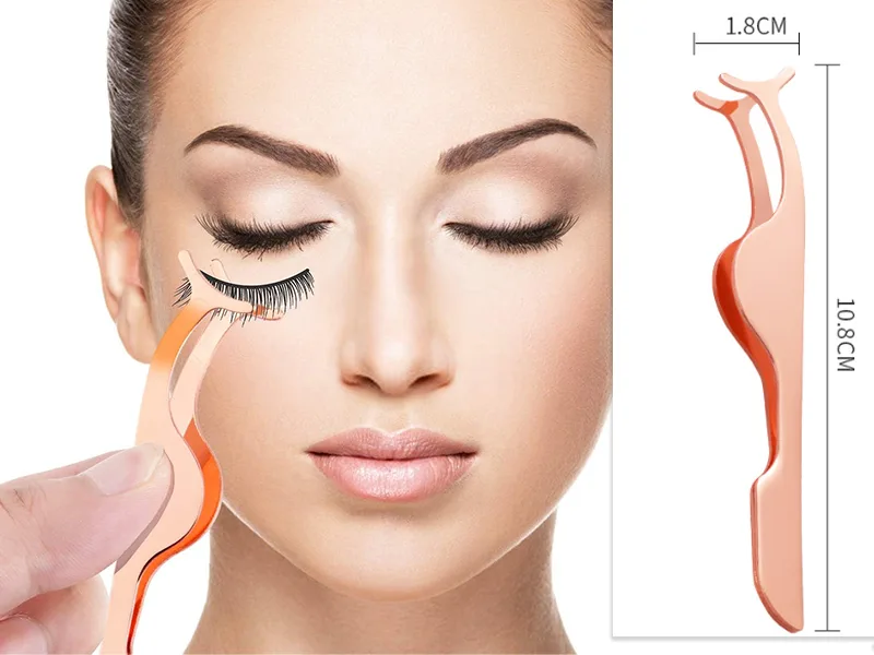 Eyelash Applicator Tool Stainless Steel Eyelashes Clip for Loading and Unloading False Eyelashes(Rose Gold) - Eyelash Applicator Tool