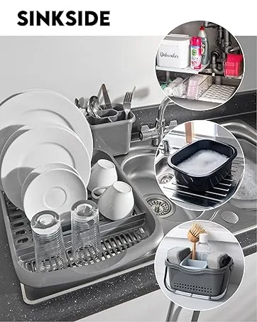 Addis Premium Soft Grip Washing Up Dish Brush With Scraper in White and Grey White and Grey Single - Addis Sinkside