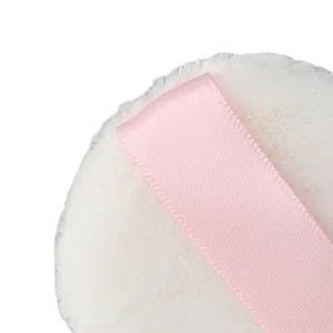Makeup Powder Puff Small Portable Face Powder Puff 2.4 Inch Diameter Ribbon Band Raised Pile for Salon - product information 23