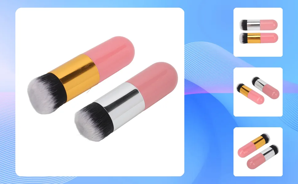 Liquid Brush Round Head 2 Pieces Makeup Brush Dense Hair Skin-Friendly for Travel Use - 1410230078811-1