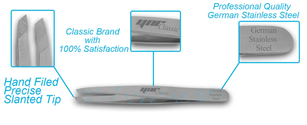 YNR Silver Tone Slanted Flat Tip Stainless Steel Hair Eyebrow Tweezers Tool Precision Hair Plucking for Lady - YNR Precision Eyebrow Tweezer Plucking Chin Facial Hair Splinter Tick Remover Lashes Women Men