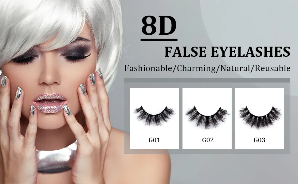 Leipple False Eyelashes 7 Pairs - Professional Reusable 8D Lashes - Natural Wispy Thick Fluffy Fake Eyelashes Faux Eyelashes (G02) - product information 25