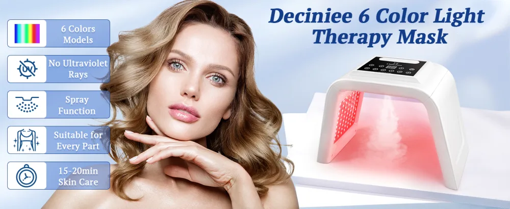 LED Face Light Therapy Mask: Spray Function LED Face Mask - 6 Colors LED Mask Light Therapy for Anti-Wrinkle Skin Care - led light mask