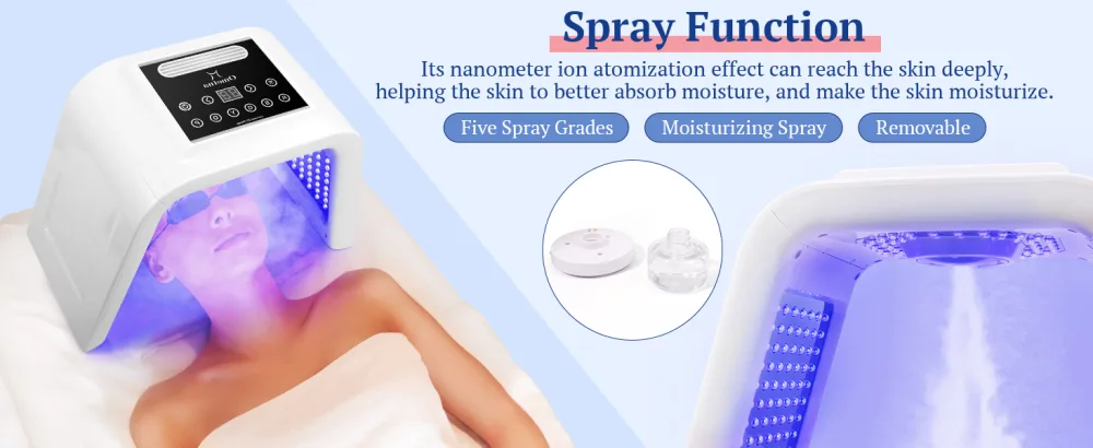 LED Face Light Therapy Mask: Spray Function LED Face Mask - 6 Colors LED Mask Light Therapy for Anti-Wrinkle Skin Care - led light mask