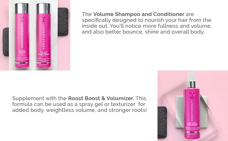 KERATHERAPY Keratin Infused Volume Root Boost and Volumizer, 8.5 Fl Oz - Volume Shampoo and Conditioner