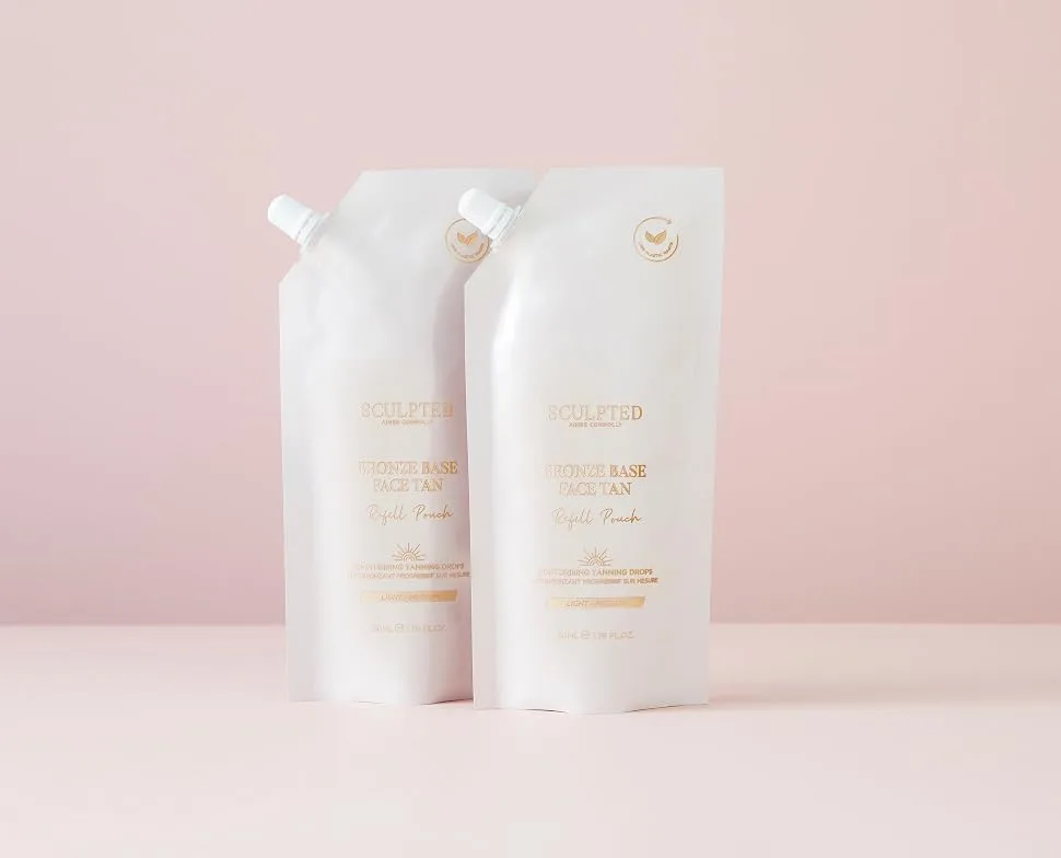 Refill Pouch for the Bronze Base Self Tan Drops from Sculpted by Aimee 50ml Fast-Acting No Smell Face Tan with Vitamin E (Light Medium) - POUCH
