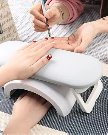 Nail Arm Rest with Mat Nail Cushion Hand Rest Professional Nail Tech Arm Rest Stand Manicure Hand Pillow for Nail Techs (White) - Nail Arm Rest