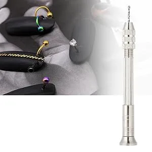 BORDSTRACT Manual Nail Art Punch Tool with 2 Drill Bits Nail Manicure Hand Dril for DIY Nail Piercing and Manicure Projects - Manual Nail Art Punch Tool