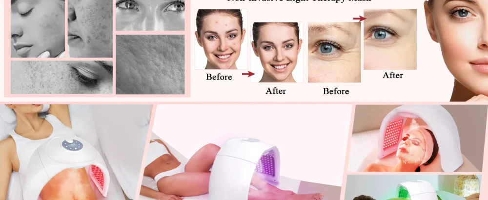 LED Face Light Therapy Mask: Spray LED Face Mask - Removable Design LED Mask Light Therapy With Near Infrared Light - 7 Colors - LED Mask LED Face Mask Red Light Therapy