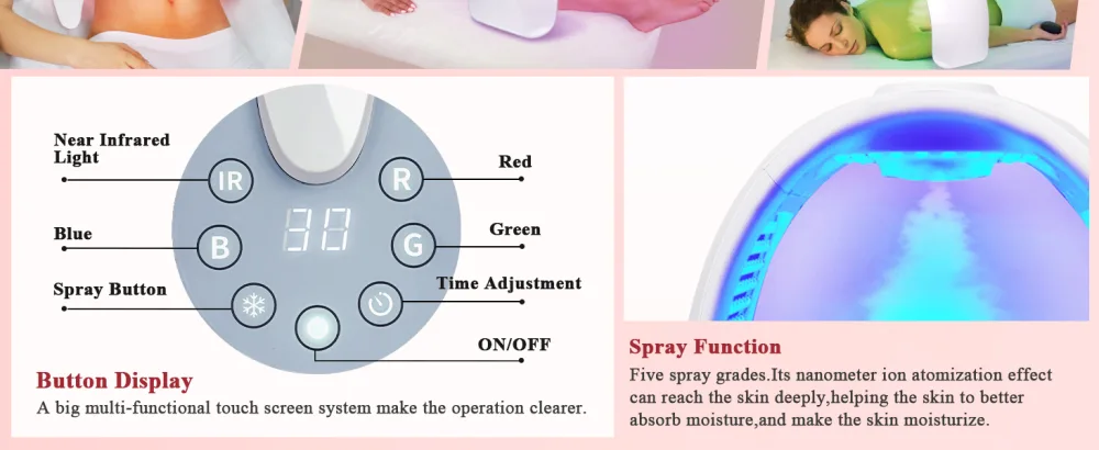 LED Face Light Therapy Mask: Spray LED Face Mask - Removable Design LED Mask Light Therapy With Near Infrared Light - 7 Colors - LED Mask LED Face Mask Red Light Therapy