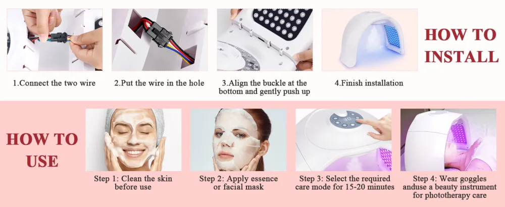 LED Face Light Therapy Mask: Spray LED Face Mask - Removable Design LED Mask Light Therapy With Near Infrared Light - 7 Colors - LED Mask LED Face Mask Red Light Therapy