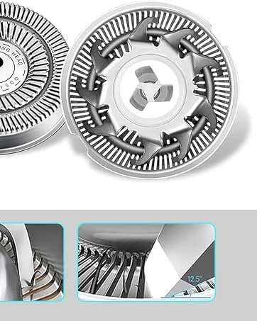 Phisco Waterproof Replacement Blades for Electric Electric Razors - Compatible with RMS8112 Set of 3 Quick-Charge Wet/Dry Use Silver - Easy Replacement for Sharp Retention