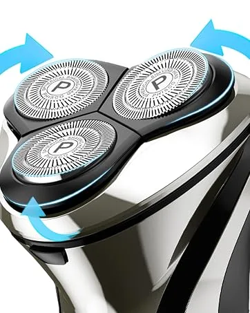 Phisco Waterproof Replacement Blades for Electric Electric Razors - Compatible with RMS8112 Set of 3 Quick-Charge Wet/Dry Use Silver - Facial Fit - Close shave with excellent facial contour adherence.