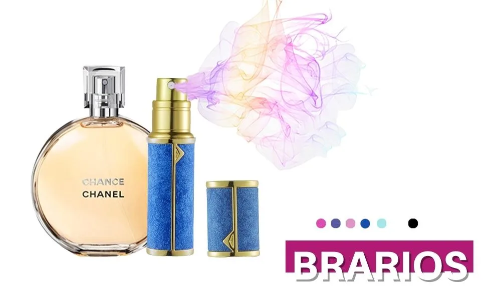 BRARIOS Perfume Atomiser Refillable Travel Size Portable Atomiser Spray Mini Empty Perfume Bottle Leak Proof Cologne Dispenser for Women and Men 5ml (Black(BK)) - Brarios