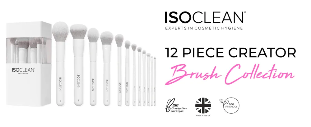 ISOCLEAN Makeup Brushes 12 Piece Creator Brush Collection with Brush Box MUA Professional Grade Makeup Brushes for Foundation Eyebrows Eyeliner Eyelids Eye Shadow Powder Concealer Highlighter - ISOCLEAN Makeup Brushes