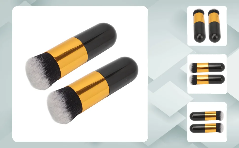 Chubby Cosmetic Brush Chubby Blending Cosmetic Brush Black Golden Soft Nylon Fiber Professional for Travel - 1410230067211-1