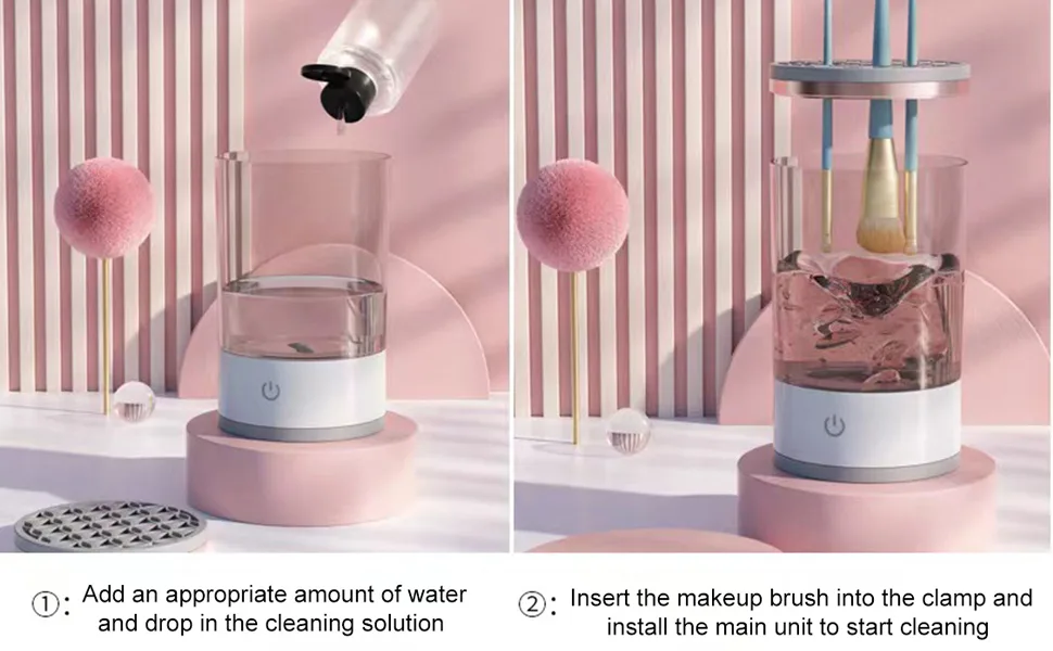 Layhou Electric Makeup Brush Cleaner Automatic Makeup Brush Cleaner for Beauty Makeup Brush Sets Quick Cleaning and Drying - brush cleaner brush cleaner makeup beauty blender cleaner make up brush and beauty blender cleaners