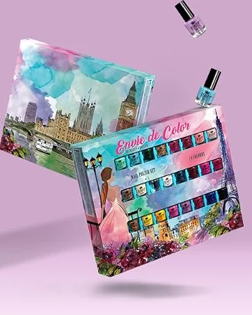 beauty4britain Nail Polish Set - 24 Modern Colours (12ml Each) - Nail Lacquer Collection in Elegant Floral Box Long-Lasting Shine Gift Set - Nail Polis Set
