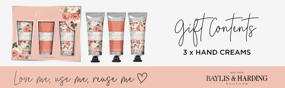 Baylis & Harding Royale Garden Peach Peony & Jasmine Luxury Hand Treats Gift Set - Vegan Friendly - Bottom Banner