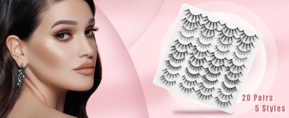 False Eyelashes Faux Mink Fluffy Cat Eye Lashes 3D Dramatic Natural Eyelash Wispy Curly Full Volum 10 Pairs Charming - 20 pairs mixed
