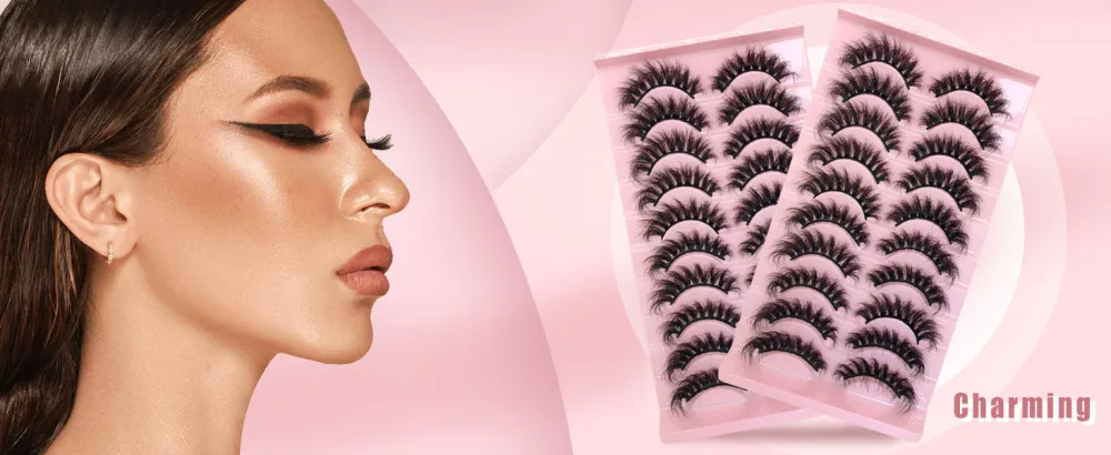 False Eyelashes Faux Mink Fluffy Cat Eye Lashes 3D Dramatic Natural Eyelash Wispy Curly Full Volum 10 Pairs Charming - curly eyelashes
