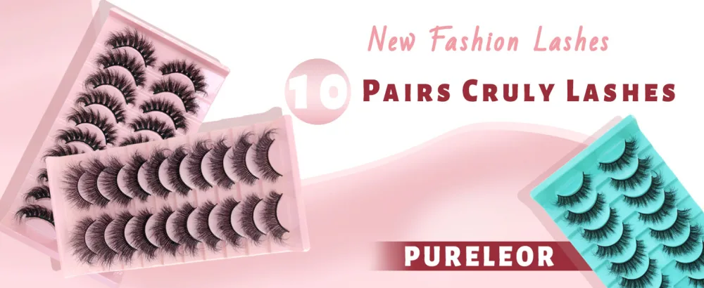 False Eyelashes Faux Mink Fluffy Cat Eye Lashes 3D Dramatic Natural Eyelash Wispy Curly Full Volum 10 Pairs Charming - curly lashes