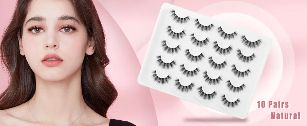 False Eyelashes Faux Mink Fluffy Cat Eye Lashes 3D Dramatic Natural Eyelash Wispy Curly Full Volum 10 Pairs Charming - fluffy lashes