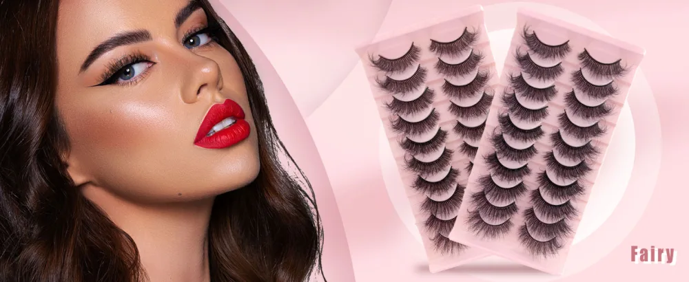 False Eyelashes Faux Mink Fluffy Cat Eye Lashes 3D Dramatic Natural Eyelash Wispy Curly Full Volum 10 Pairs Charming - natural eyelashes