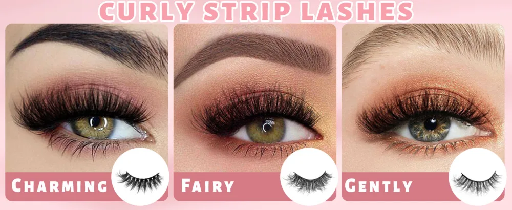 False Eyelashes Faux Mink Fluffy Cat Eye Lashes 3D Dramatic Natural Eyelash Wispy Curly Full Volum 10 Pairs Charming - natural lashes