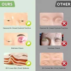 Makeup Practice Face Board 5D Realistic Pad for Makeup Artist Board Makeup Practice Eyeshadow Eyebrow Lash Realistic Face Skin Eye Make up Practice Model for Self-taught or Professional Enthusiasts Fair - makeup practice board