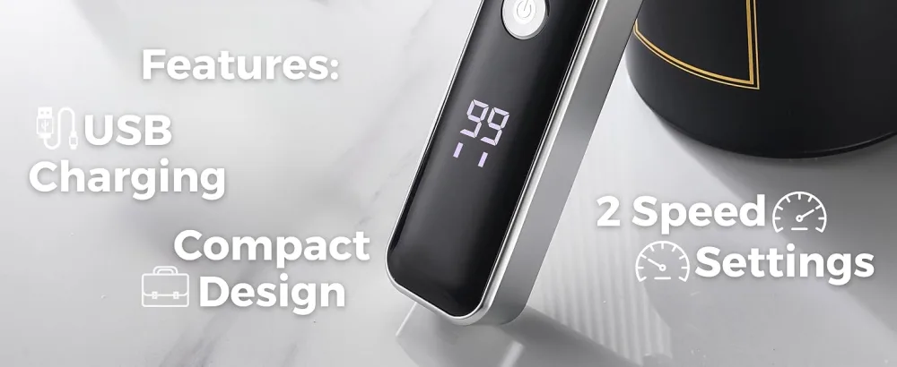 BarberBoss Professional Facial Trimmer Beard Trimmer Men Hair Clipper Compact Design Precision Control Dial 2 Speed Settings USB Charge Ceramic & Titanium Blade LED Display QR-2089 - QR-2089