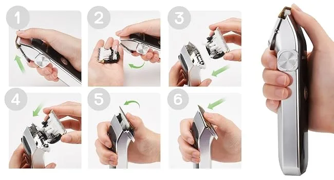 BarberBoss Professional Facial Trimmer Beard Trimmer Men Hair Clipper Compact Design Precision Control Dial 2 Speed Settings USB Charge Ceramic & Titanium Blade LED Display QR-2089 - QR-2089
