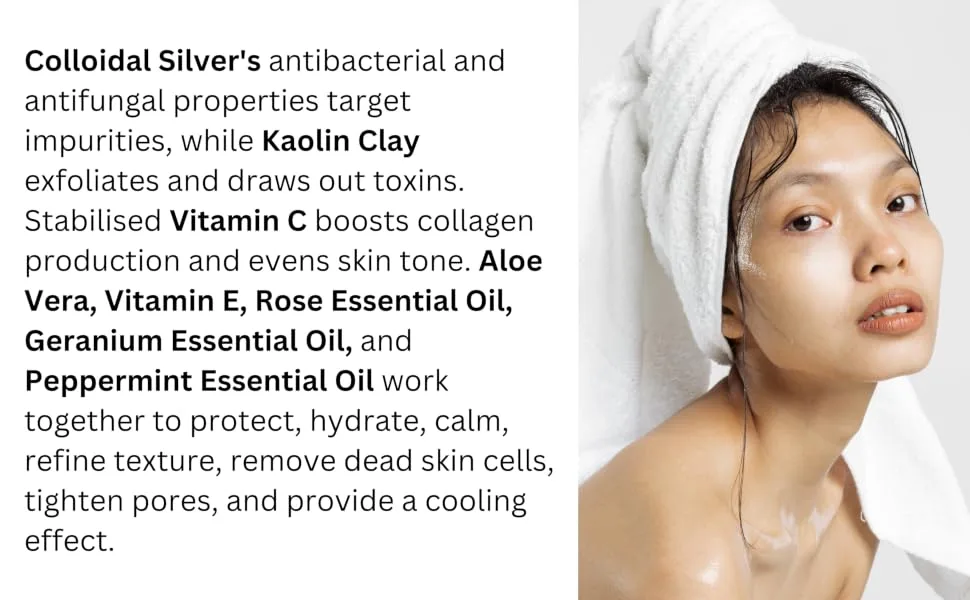 Nature's Greatest Secret Colloidal Silver All Natural Face Cleansing Duo - Facewash & Face Mask - product information 2