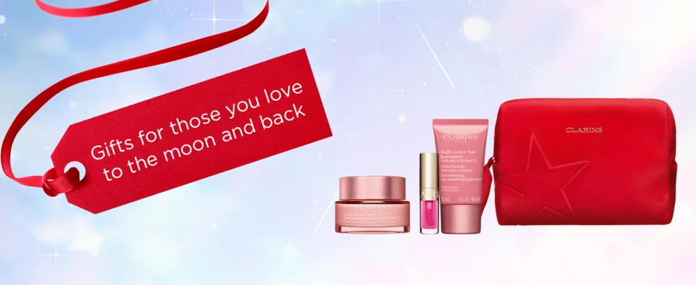 Clarins Gift Set For Women | Multi-Active Collection 67.3ml | Worth Over 70 Save 26% | Multi-Active Day Cream 50ml Multi-Active Night Cream 15ml Lip Comfort Oil 04 Pitaya 1.4ml - Multi Active Banner