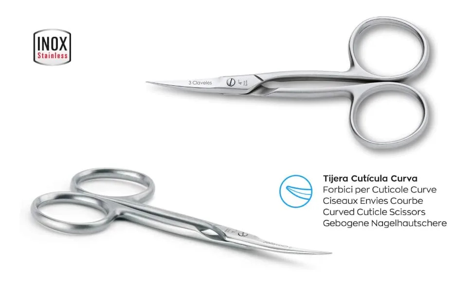 3 Nails Curved Scissors Cuticulas with Fine Tip and Sharpened Scissors Fine Points Stainless Steel Accessories Manicure No Tear Skin 10 cm 4 Inches Professional - Curved cuticle scissors