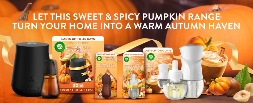 Air Wick Essential Mist Diffuser Kit Pumpkin Spice & Everything Nice 1 Device & 1 refill (20 ml) Natural Essential Oils Last up to 45 days Air freshener Pumpkin Spice & Everything Nice 1 Device & 1 Refill 1 - pumpkin spice