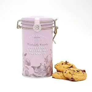 Cartwright & Butler | Cranberry & Rolled Oat Crumbles In Tin - cranberry crumbles, oaty biscuits, cranberry biscuits, cookies, gift tin, cartwright and butler