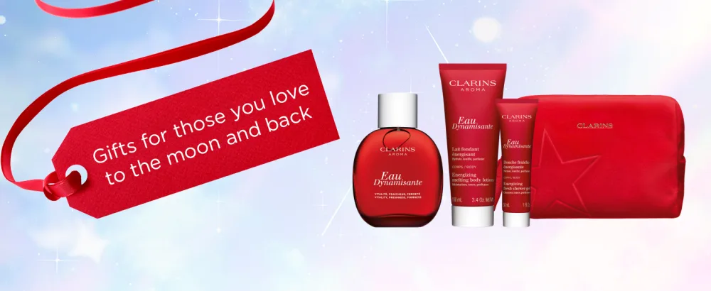 Clarins Gift Set | Eau Dynamisante Essentials 230ml | Worth 64 | Eau Dynamisante Treatment Fragrance Eau Dynamisante Energizing Shower Gel 30ml Eau Dynamisante Energizing Body Lotion 100ml - Eau Dynamisante Collection