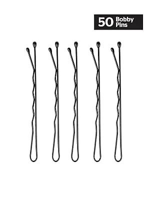 Brushworks Black Bobby Pins - 50 Pieces - Black Bobby Pins