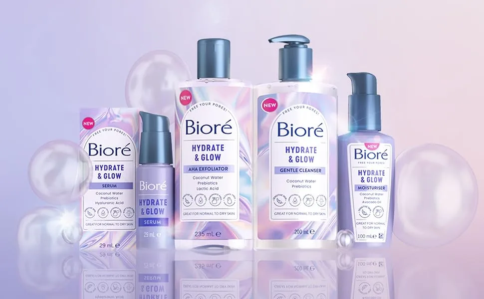 Biore Hydrate and Glow Cleanser - hydrate and glow range