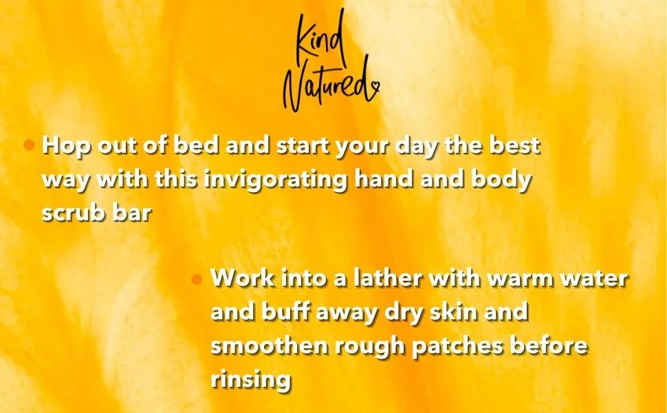 Kind Natured The Awakening Cleansing Scrub Bar Natural Orange and Grapefruit Vegan Bar Exfoliating Soap 100g - KN Scrub bar
