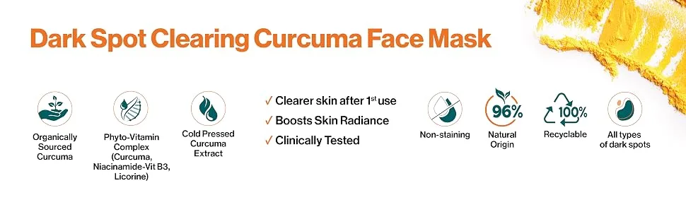 Himalaya Dark Spot Clearing Turmeric Mask |Visibly Reduces Dark Spots & Appearance of Pores 75ml - Curcuma Face Mask