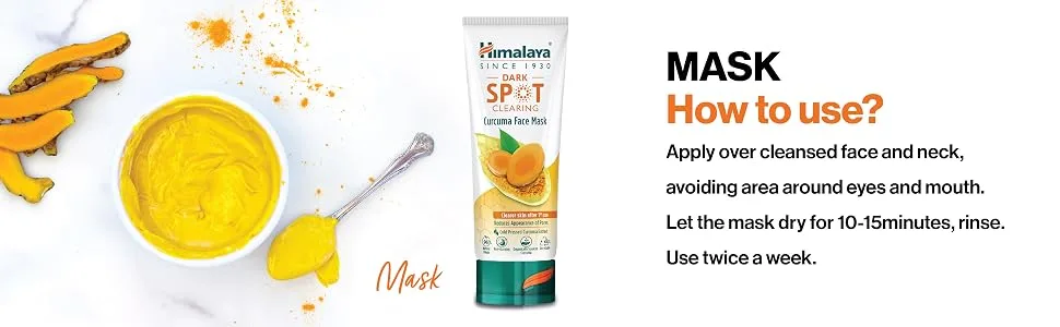 Himalaya Dark Spot Clearing Turmeric Mask |Visibly Reduces Dark Spots & Appearance of Pores 75ml - Curcuma Face Mask