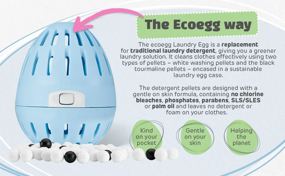 Ecoegg Laundry Egg Refill Pellets | Detergent and Fabric Softener Replacement | No bio enzymes bleaches or phosphates | 50 Washes | Tropical Breeze - Non-toxic laundry pod Chemical-free Laundry detergent Natural Hypoallergenic Zero-waste