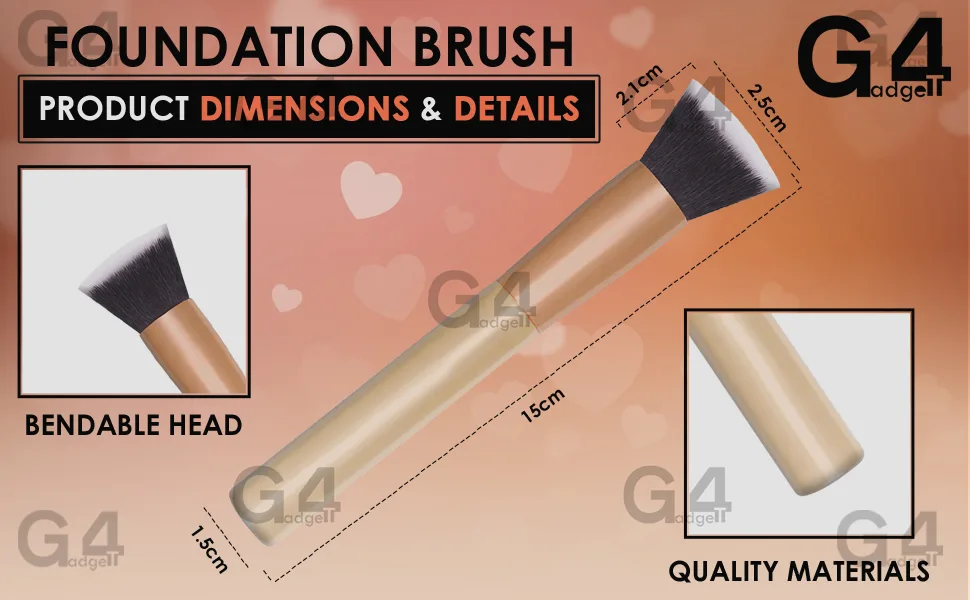 G4GADGET Liquid Foundation Brush - Premium Kabuki Flat Top Brush for Blending Liquid Cream Powder - Flawless Makeup Application - No Shedding Synthetic Bristles - makeup brushes make up foundation brush eyeshadow brushes kabuki brush make up brush