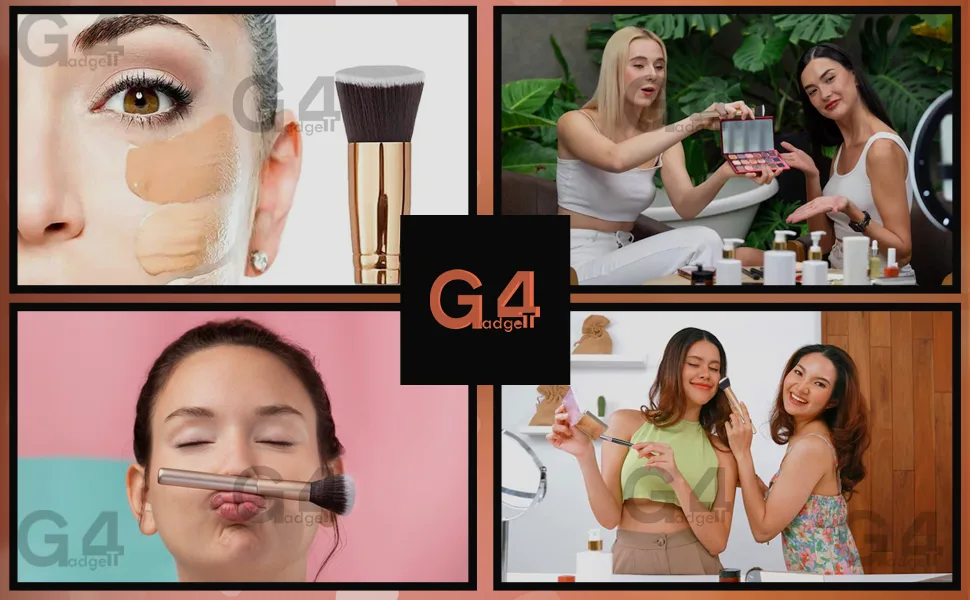 G4GADGET Liquid Foundation Brush - Premium Kabuki Flat Top Brush for Blending Liquid Cream Powder - Flawless Makeup Application - No Shedding Synthetic Bristles - makeup brushes make up foundation brush eyeshadow brushes kabuki brush make up brush